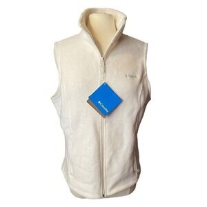 Columbia NEW Benton Springs Fleece Vest Cream Full Zip Zipper Pockets Size Large